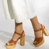 Dune London JEALOUS - TAN-Women Heeled Sandals | Block Heeled Sandals