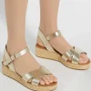 Dune London LINNIE - GOLD-Women Heeled Sandals | Wedge Sandals