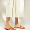 Dune London LOUPE - ORANGE-Women Flat Sandals | Wide Fit Sandals