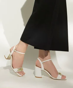 Dune London MANUAL - WHITE-Women Heeled Sandals | Block Heeled Sandals